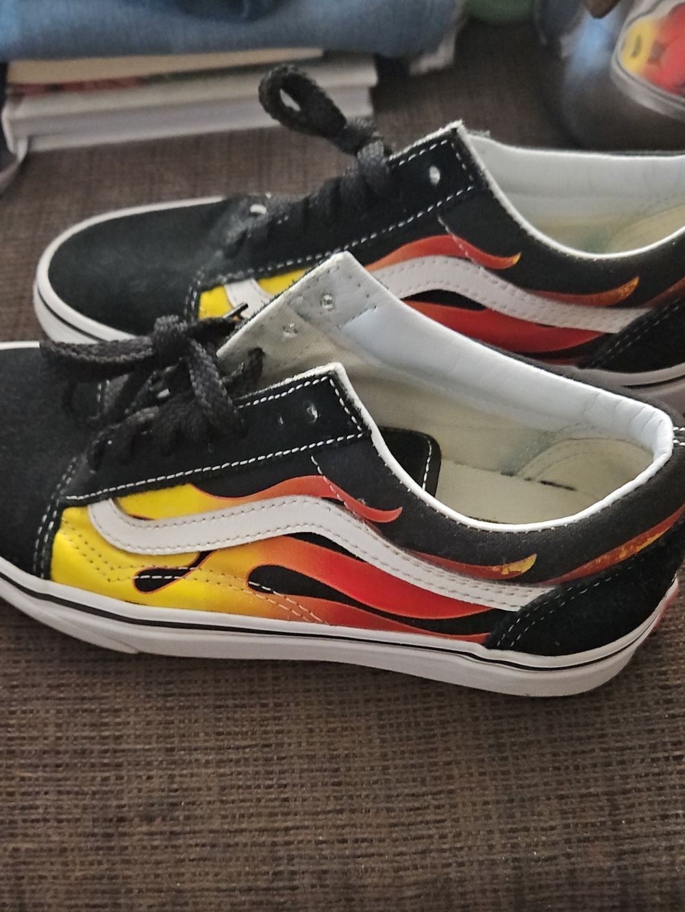 Vans Old Skool Low-Top Flames Skate Shoes Men's Size 4.0 Women Size 5.5